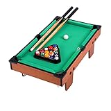 LBONG Tischbillard kompakt aus Holz Mini Billardtische Spielzeug Tischbillard für Kinder und Familie inkl. Zubehör,69x36.5x17cm/27.1x14.3x6.6in