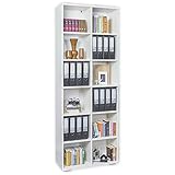 Regal - Büroregal - Büro Möbel ca. B80,2cm x H214,7cm x T35cm - Standregal - Bücherregal Weiß [Viel Platz für Ordner] Aktenregal