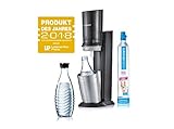 SodaStream Crystal 2.0 Wassersprudler mit CO2-Zylinder und 2x Glaskaraffen, Titan/Silber, 55 x 26 x 16 cm