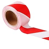 Topsoon Warnband 70 mm x 200 m Rot und Weiß nicht Klebend Absperrband