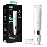 Braun Body Mini-Trimmer, elektrischer Körperrasierer mit Trimmeraufsatz für Damen und Herren, präzise Haarentfernung für Bikinizone, Achseln, Brust, für unterwegs, Wet&Dry, Geschenk Frau, BS1000, weiß