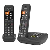 Gigaset C575A Duo, 2 Schnurlose Telefone mit Anrufbeantworter, großes Farbdisplay mit aktueller Benutzeroberfläche, Adressbuch für 200 Kontakte, Jumbo-Modus, Anrufschutz, schwarz