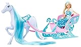 Simba 105733522 - Steffi Love Snow Dream, Märchenhafter Schlitten mit Pferd und Steffi als Eisprinzessin, L:50cm, Puppe 29cm, Für Kinder ab 3 Jahren geeignet