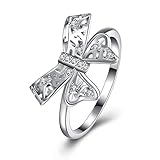 Whoiy Ring Silber Kreuz Damen, Stackable Rings Größe 52 (16.6) Kreuz Zirkon Kostenlose Gravur Geschenk zum Valentinstag