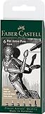 Faber-Castell 167154 - Tuschestift Pitt Artist Pen, Farbe 199, schwarz, XXS, XS, S, F, M, 1.5, 6er Etui