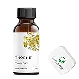 PremiumVital Thorne Research Vitamin D3 K2 Tropfen, 30ml, mit praktischer Pillendose, Laborgeprüft, Sojafrei, Glutenfrei, Ohne Gentechnik