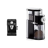 De'Longhi ECP 31.21 Espresso Siebträgermaschine | Siebträgerhalter mit Aluminium Finish | Milchschaum Düse & ROMMELSBACHER Kaffeemühle EKM 200 – aromaschonendes Scheibenmahlwerk, 110 Watt, schwarz