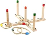 Playtastic Ringwurf Spiel: Outdoor-Ringwurfspiel aus Holz mit 4 Wurfringen, 37 cm (Wurfspiel Holz)