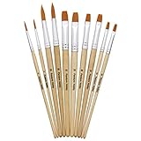 Panduro Pinselset Basic mit Holzgriff - 10er Set - rund, dünn und flach Kunst Pinseln für Aquarell, Acryl & Ölfarben