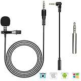 Lavalier Mikrofon für Handy und PC, 2M Mini Omnidirectional Kondensator Lapel Mic mit 2 Transformation, Perfekt für Interview, Videokonferenz, Podcast, Diktat usw.