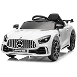 Bonnlo Kinder Elektroauto Mercedes Benz AMG 12V, Elektro Kinderauto für Kinder mit 2,4 GHz Fernbedienung, Batterie 12V - 4.5AH, Weiß