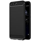 AICEK Huawei P10 Hülle, Schwarz Silikon Handyhülle für Huawei P10 Schutzhülle Karbon Optik Soft Case