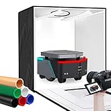 Fotozelt Lichtzelt 40x40x40 cm Fotostudio Fotobox Tragbare Faltbare Lichtwürfel mit 6 Farben Hintergrund Backdrops für Fotografie Leuchtkasten 2X 32 Dimmbare LED Beleuchtung…