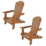 Casaria Adirondack Sonnenstuhl 2er Set Akazienholz Klappbar Armlehnen Garten Balkon Gartenstuhl Deckchair Liegestuhl Holzstuhl