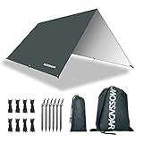 MOSSNDAR Tarp 3x3 Wasserdicht, Zeltplane Wasserdicht mit ösen PU 3000mm, UV 50+ Camping Tarp Ultraleicht für Hängematte, Multifunktionales Zeltplane Tarp für Outdoor Camping