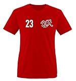 EM 2016 - Trikot - EM 2016 - Schweiz - 23 - Herren V-Neck T-Shirt - Rot/Weiss Gr. M