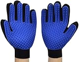 2 Stk Pet Bürste Handschuh Tierhaar Handschuh Fingerhandschuhe Bürste Haarentferner Fellpflegehandschuh Gummi für Hund Katze Fellpflege und Reinigen Haustier Grooming Bürsten Deshedding Glove (Blau)