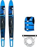 MESLE Wasser-Ski Set Strato 170 cm mit Weste Promo + Leine Set, Anfänger und Fortgeschrittene Combo-Ski Ausrüstung für Jugendliche und Erwachsene, Farben: blau, Lime, rot, Farbe:blau