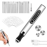 Elektrischer Gravierstift Gravierwerkzeugsatz, Gravierstift, Multifunktionaler Gravierwerkzeugsatz, Gravurwerkzeug, für DIY Schmuck Metall Glas Kunststoff Holz Keramik Stein Gravur, Silber