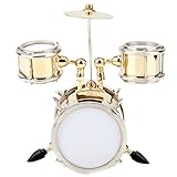 Miniatur Musikinstrument Replica Drum Set Ornament Schlagzeuger Geschenk mit Box,DREI Trommeln Modell Dekor Wohnkultur,für Kinder Geschenk, 8,6 x 8 x 3,9 cm