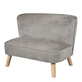 roba Kindersofa „Lil Sofa“ für Jungen und Mädchen, bequeme Kindercouch mit stabilen Holzfüßen und grauem Samtstoff, Kinder-Sitzmöbel-Serie „Lil Sofa“ fürs Kinder- oder Babyzimmer