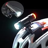 Integriertes Fahrradhelm Licht Vorne und Hinten, Helmlicht Vorne und Hinten bis zu 200LM, Unabhängiger Schalter für Vorder- und Rücklicht, 5 Blinklichtmodi, Wasserdichtes Helmlicht mit USB-Aufladung