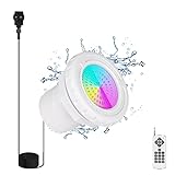 LED Poolbeleuchtung für Aufstellpool，12W RGB Dimmbar Farbwechselnde Kompatibel mit Fernbedienung,Schwimmbad Licht,für Stahlrahmen & Stahlwandpool,IP68 Wasserdicht 7m Kabel,12V