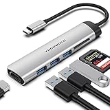 USB C Hub-YOCOWOCO Dockingstation USB C Adapter für Macbook Pro, 6 IN 1 USB C auf HDMI Multiport Adapter mit 4K HDMI, 3 USB 3.0 Ports, SD/TF Kartenleser, Hub fit USB-C Laptops und Typ C Geräte