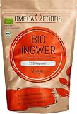 BIO Ingwer Kapseln - 210 Ingwer Kapseln Hochdosiert - Ginger Ingwer Extrakt - Ingwer Kapseln BIO - veganes Ingwer Extrakt