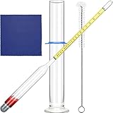 FUUIE Hydrometer-Set mit 3 Skalen, mit Reinigungstuch, 100 ml, Glas-Hydrometer, Test für Wein, Bier, Mead, Kombucha, Brauer, 4 Stück