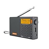 XHDATA D-808 Tragbares Digitales Radio UKW-Stereo/KW/MW/LW SSB RDS Air Band Multi-Band-Radio Lautsprecher mit LCD-Anzeige Wecker Externe Antenne und 2000 mah Chargeable Batterie (Grau)