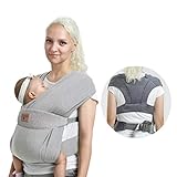 Babytrage für Neugeborene ab Geburt Extra Weich, Bauchtrage Baby-Tragetasche Ergonomisch (Light Grey)