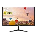 Computer Monitor, ZFTVNIE 22 Zoll PC Monitor Full HD 1080P Monitor mit HDMI- und VGA-Anschlüssen, 5 ms, 75 Hz, Breitbild, Zwei integrierte Lautsprecher, Schwarz