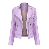 JMSUN Damen Motorrad Leder Jacke Schwerer Reißverschluss Motorrad Biker Lammfell Leder Jacke Für Mädchen Stilvolle Jacken, Stil 7, 48