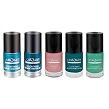 PostQuam Color Trend - Haltbare Nagellacke | Nagellack Set in Lebhaften Farbtönen dunkel/hell: Electrical Blue, Acid Pink, Ultramare, Dark Turquoise, Blue Star - Nagellack Schnelltrocknend