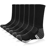 Tmani 6 Paar Herren Damen Socken 39-42 43-46 Wandersocken Baumwolle Sportsocken Arbeitssocken Funktionssocken Trekkingsocken 35-38 47-50 Gepolstert Antiblasen Polsterung (M, Schwarz)