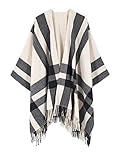 Amazon Brand - HIKARO Damen Winter Poncho Cape Warm Schal Wrap Open Front Printed Quaste Blanket Cardigans Festliche Geschenke für Mädchen