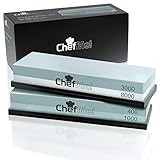 ChefMe! Schleifstein Set 4-in-1 mit deutscher Anleitung 400/1000/3000/8000 - Wetzstein zum Messer schärfen mit rutschfester Unterlage