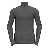 Odlo Herren ACTIVE WARM ECO Baselayer Langarm-Shirt mit 1/2 Reißverschluss & Stehkragen, Odlo Steel Grey Melange, M