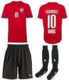 nationshirt Schweiz Trikot Wunschname Und Wunschnummer Hose + Stutzen WM EM BR/R (140)