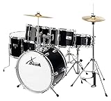 XDrum Junior Pro Kinder Schlagzeug Black - geeignet von 5-9 Jahren - Drumset mit komplettem Zubehör - inkl. Schule - Schwarz