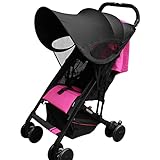 Pinsheng Kinderwagen-Sonnenschutz, Universalgröße Baby Sonnenverdeck Sonnensegel Anti-UV Abdeckung für Kinderwagen und Buggy (Schwarz)