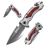 Japaknives Klappmesser Taschenmesser Einhandmesser Survival Messer Rettungsmesser mit Glasbrecher Gürtelschneider Flaschenöffner Taschenclip Jagdmesser Outdoor EDC Messer für Camping Abenteuer