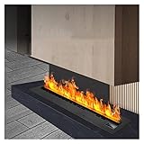 3D-Simulation Flamme Elektrischer Kamin 7 Farbe Flamme Ultradünne Metallplatte Eingebetteter Kamin Heimtextilien Dampfkamin mit Fernbedienung und Touchscreen-Schalter, Schwarz (Size : L 70cm)