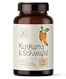 Kurkuma & Schwefel, Mit hochreinem MSM, Kurkuma, Weihrauch, Zimt und Ingwer - Hochdosierte, synergetische Wirkstoffe, 90 Kapseln