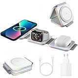 PINRUIGE Wireless Charger, Faltbare Induktive Ladestation 3 in 1 Kabelloses Ladegerät Handy Ladepad Kompatibel mit i-Phone 14 13 12 11 Pro Max/X/XS/XR/8/8+, iWatch 8/SE/7/6/5/4/3/2, Air-Pods 2/3/Pro