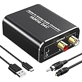 DA Wandler FOKKY 192Khz Digital Analog Audio Wandler Digital Audio Out Adapter Mit Optischem Kabel, R/L 3.5Mm Jack, Netzteil 5V/DC, Audio Converter FüR PS3, DVD, PS4, SKY, PLASMA, BLU-RAY