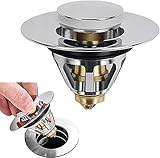 Universeller POP UP Ventil Stöpsel Ablauffilter, Ablaufgarnitur Waschbecken Bounce Abflussstopfen, Bounce Drain Filter Sink Drain Plug Stopper mit Korb für Waschbecken, Badewanne Küche (38mm)