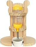 Hamster Trinkflasche,Nagertrinkflasche,Hamster Trinkflasche mit Ständer,Holz Nager WasserflaschenKeramiknapf,Hamster Wasser Feeder,mit Napf,für Kleintiere Nagen,Kaninchen,Ratten 80ml