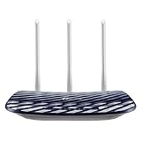 TP-Link Archer C20 Dual Band WLAN Router (300Mbit/s auf 2,4GHz + 433Mbit/s auf 5GHz, 4 10/100 LAN + 1 10/100 WAN Ports, unterstützt einfachen Gast-Netzwerk Zugriff und Kinderschutz) blau weiß